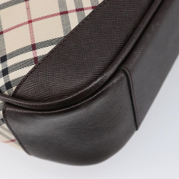 BURBERRY Nova Check Shoulder Bag Canvas Beige Silver Auth 214812A