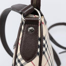 BURBERRY Nova Check Shoulder Bag Canvas Beige Silver Auth 214812A-14