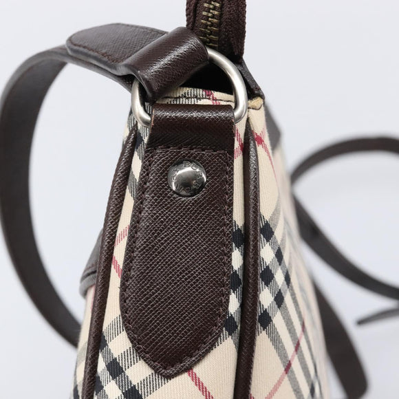 BURBERRY Nova Check Shoulder Bag Canvas Beige Silver Auth 214812A