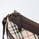 BURBERRY Nova Check Shoulder Bag Canvas Beige Silver Auth 214812A-15