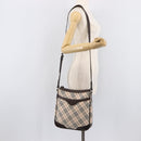 BURBERRY Nova Check Shoulder Bag Canvas Beige Silver Auth 214812A-24