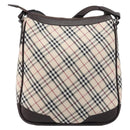 BURBERRY Nova Check Shoulder Bag Canvas Beige Silver Auth 214812A-3