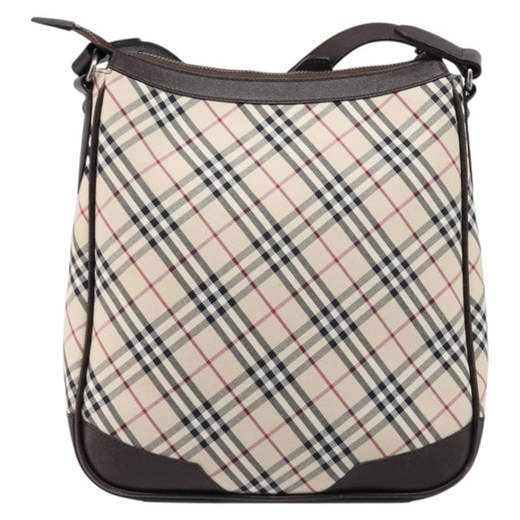 BURBERRY Nova Check Shoulder Bag Canvas Beige Silver Auth 214812A