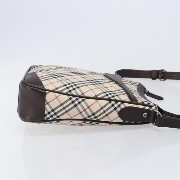 BURBERRY Nova Check Shoulder Bag Canvas Beige Silver Auth 214812A
