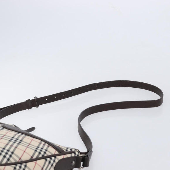 BURBERRY Nova Check Shoulder Bag Canvas Beige Silver Auth 214812A