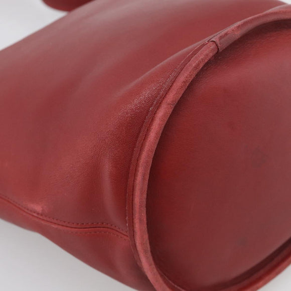 Coach Shoulder Bag Leather Red Gold Auth 214818