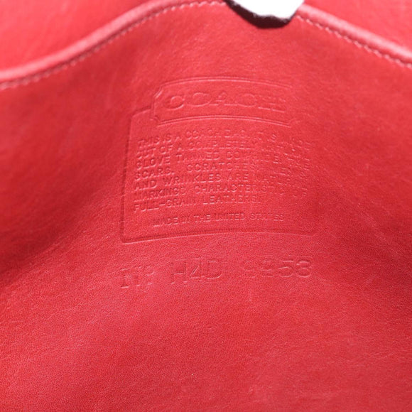 Coach Shoulder Bag Leather Red Gold Auth 214818