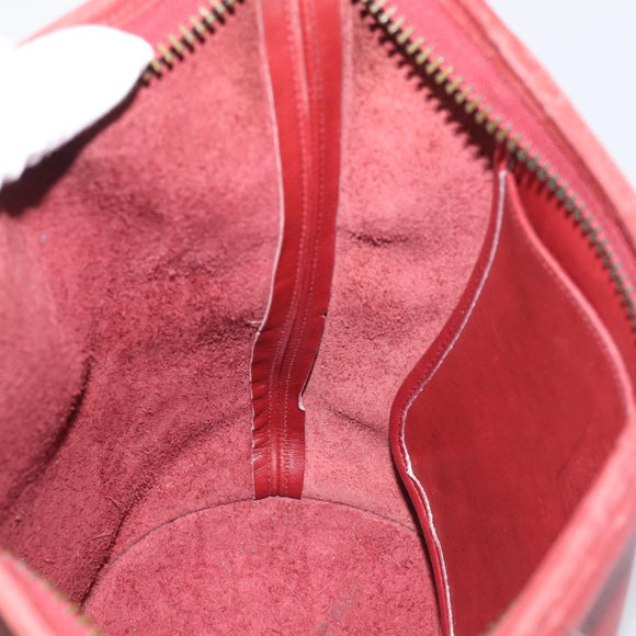 Coach Shoulder Bag Leather Red Gold Auth 214818
