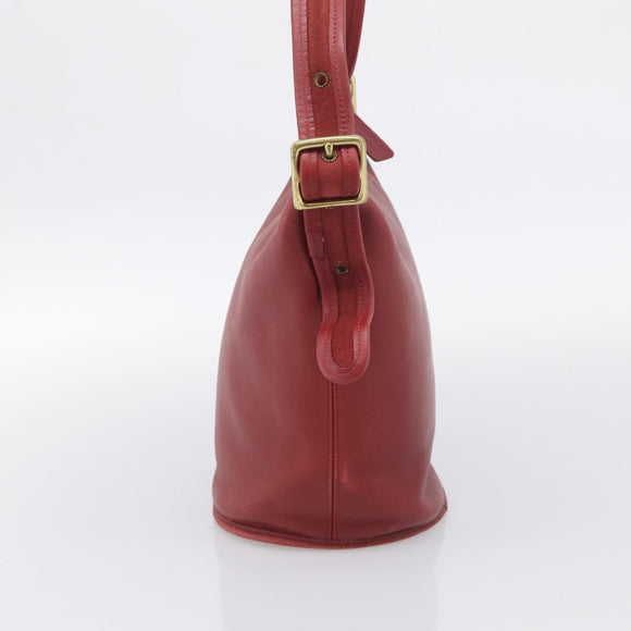 Coach Shoulder Bag Leather Red Gold Auth 214818