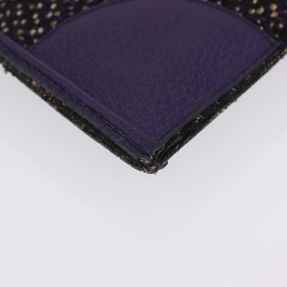 PRADA Hand Bag Leather Tweed Purple Silver Auth 214844A
