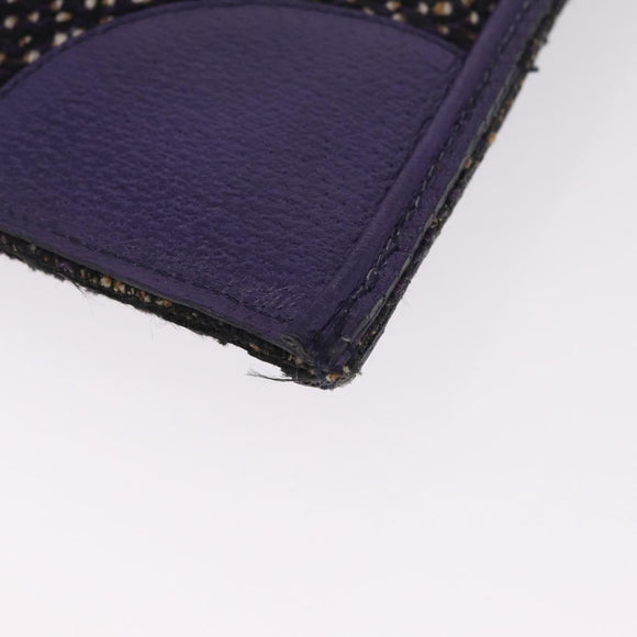PRADA Hand Bag Leather Tweed Purple Silver Auth 214844A