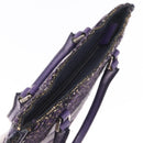 PRADA Hand Bag Leather Tweed Purple Silver Auth 214844A-15