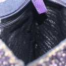 PRADA Hand Bag Leather Tweed Purple Silver Auth 214844A-19