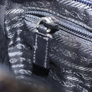 PRADA Hand Bag Leather Tweed Purple Silver Auth 214844A-21