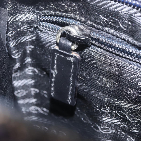PRADA Hand Bag Leather Tweed Purple Silver Auth 214844A