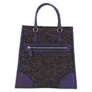 PRADA Hand Bag Leather Tweed Purple Silver Auth 214844A-3