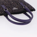 PRADA Hand Bag Leather Tweed Purple Silver Auth 214844A-7