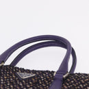 PRADA Hand Bag Leather Tweed Purple Silver Auth 214844A-8