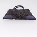 PRADA Hand Bag Leather Tweed Purple Silver Auth 214844A-9