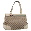 GUCCI GG Canvas Web Sherry Line Mayfair Tote Bag Beige Gold 257063 Auth 214845-1
