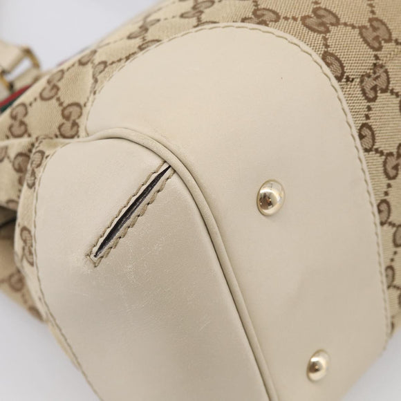 GUCCI GG Canvas Web Sherry Line Mayfair Tote Bag Beige Gold 257063 Auth 214845