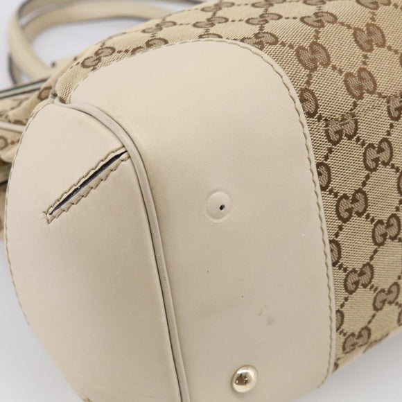 GUCCI GG Canvas Web Sherry Line Mayfair Tote Bag Beige Gold 257063 Auth 214845