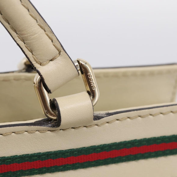 GUCCI GG Canvas Web Sherry Line Mayfair Tote Bag Beige Gold 257063 Auth 214845