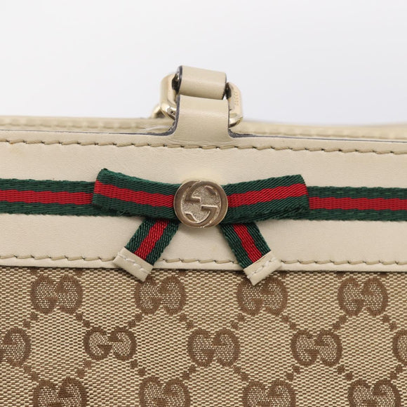 GUCCI GG Canvas Web Sherry Line Mayfair Tote Bag Beige Gold 257063 Auth 214845