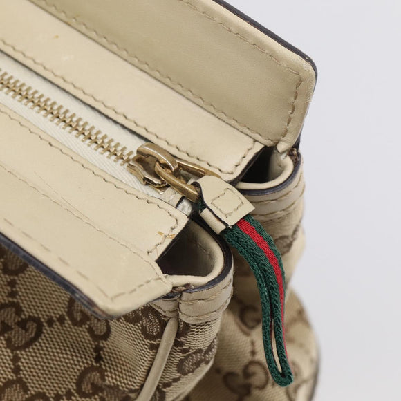 GUCCI GG Canvas Web Sherry Line Mayfair Tote Bag Beige Gold 257063 Auth 214845