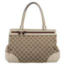 GUCCI GG Canvas Web Sherry Line Mayfair Tote Bag Beige Gold 257063 Auth 214845-2