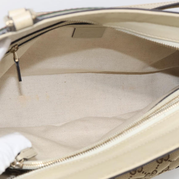 GUCCI GG Canvas Web Sherry Line Mayfair Tote Bag Beige Gold 257063 Auth 214845