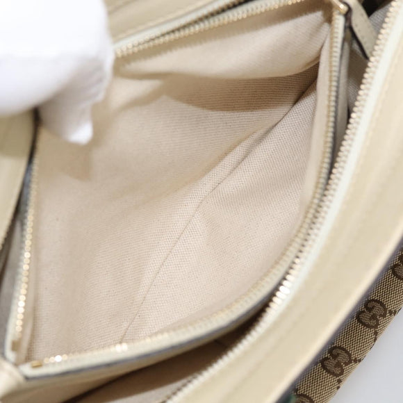 GUCCI GG Canvas Web Sherry Line Mayfair Tote Bag Beige Gold 257063 Auth 214845