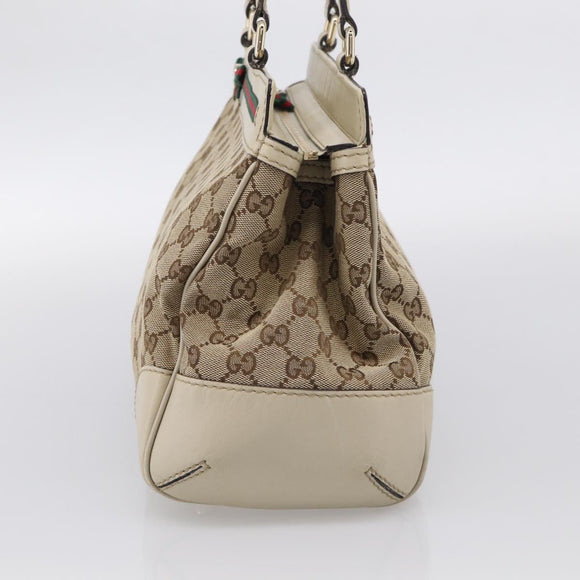 GUCCI GG Canvas Web Sherry Line Mayfair Tote Bag Beige Gold 257063 Auth 214845
