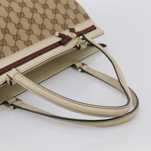 GUCCI GG Canvas Web Sherry Line Mayfair Tote Bag Beige Gold 257063 Auth 214845