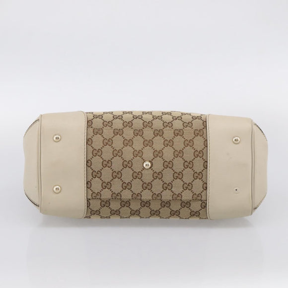 GUCCI GG Canvas Web Sherry Line Mayfair Tote Bag Beige Gold 257063 Auth 214845