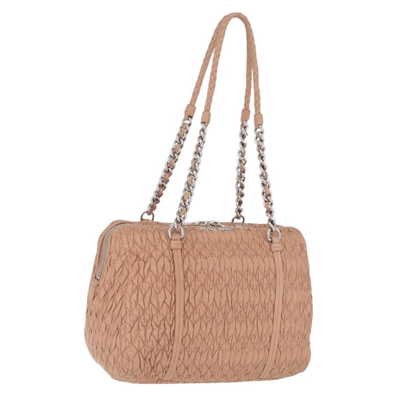 Miu Miu Chain Tote Bag Leather Pink Silver Auth 214846A