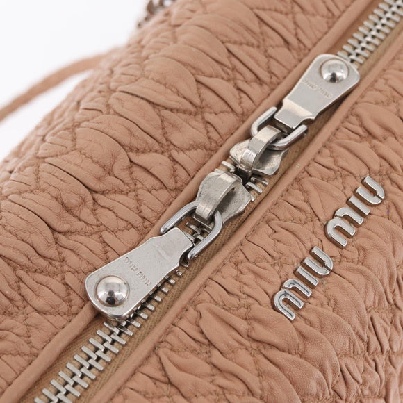 Miu Miu Chain Tote Bag Leather Pink Silver Auth 214846A