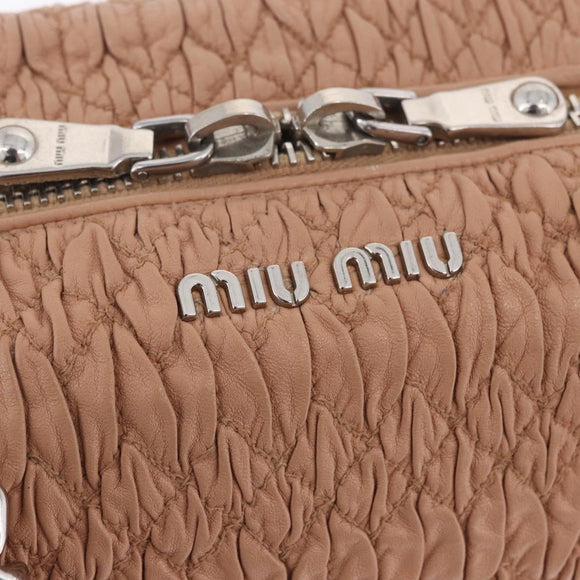 Miu Miu Chain Tote Bag Leather Pink Silver Auth 214846A