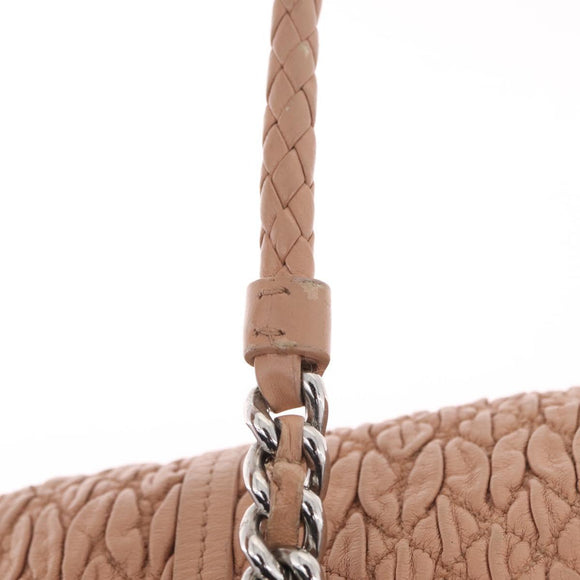 Miu Miu Chain Tote Bag Leather Pink Silver Auth 214846A