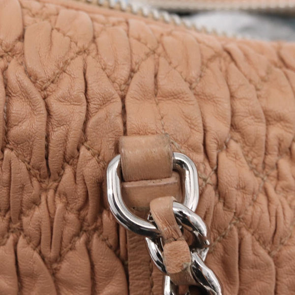 Miu Miu Chain Tote Bag Leather Pink Silver Auth 214846A