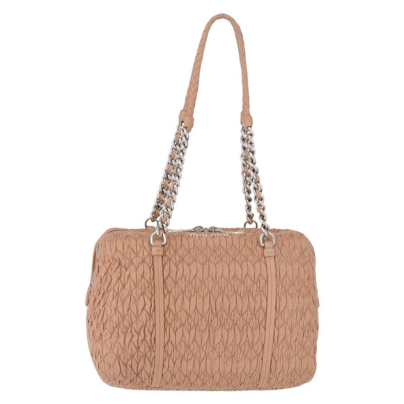 Miu Miu Chain Tote Bag Leather Pink Silver Auth 214846A
