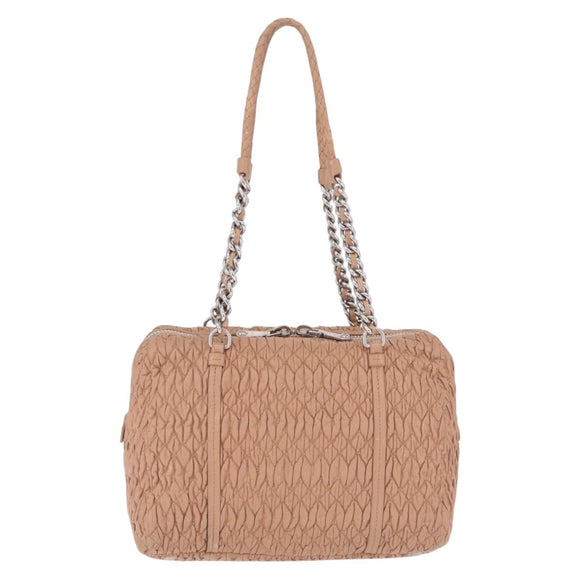Miu Miu Chain Tote Bag Leather Pink Silver Auth 214846A