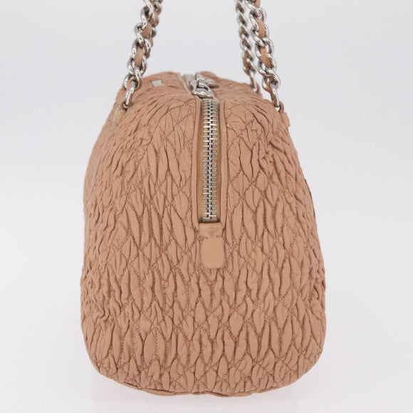 Miu Miu Chain Tote Bag Leather Pink Silver Auth 214846A