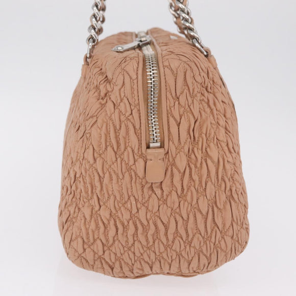 Miu Miu Chain Tote Bag Leather Pink Silver Auth 214846A