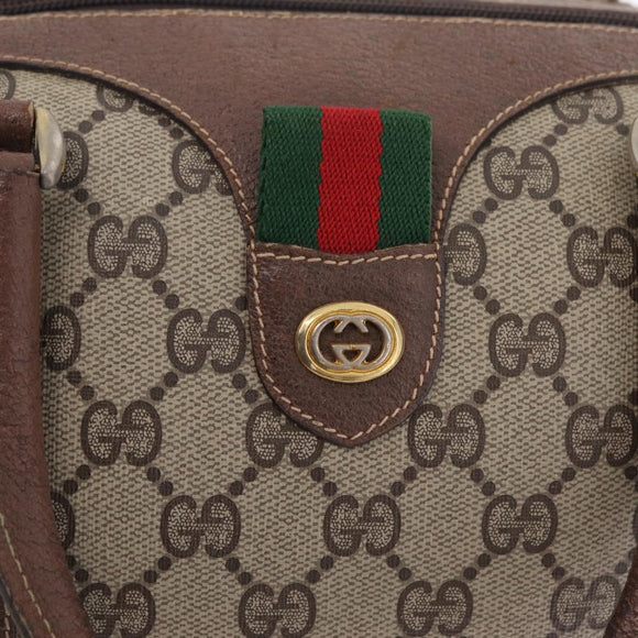 GUCCI GG Canvas Web Sherry Line Boston Bag Beige Red 000.904.2007 Auth 214847