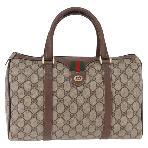 GUCCI GG Canvas Web Sherry Line Boston Bag Beige Red 000.904.2007 Auth 214847