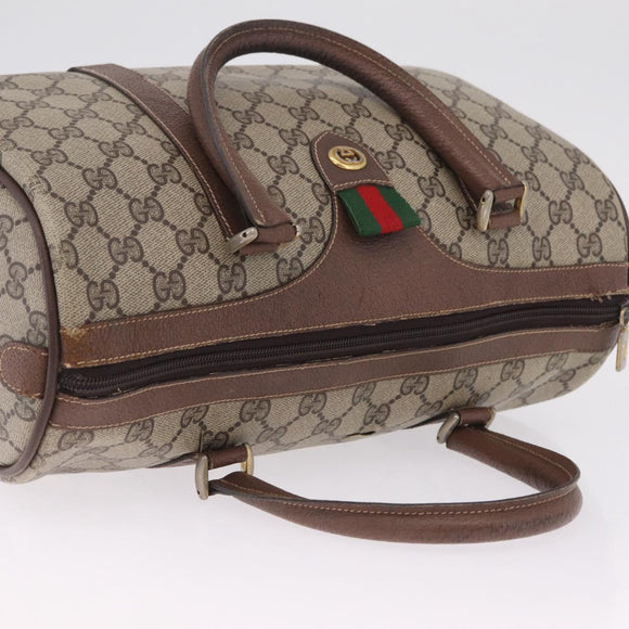 GUCCI GG Canvas Web Sherry Line Boston Bag Beige Red 000.904.2007 Auth 214847