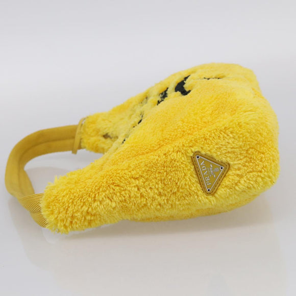 PRADA Accessory Pouch Pile Yellow Silver Auth 214848V