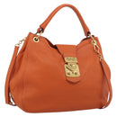 Miu Miu Shoulder Bag Vittero Dino Leather 2way Orange Gold Auth 214849V-1