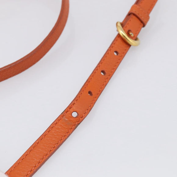 Miu Miu Shoulder Bag Vittero Dino Leather 2way Orange Gold Auth 214849V
